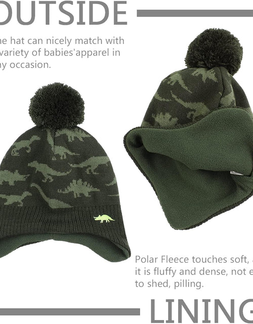 Load image into Gallery viewer, Knitted Baby Hat Scarf Set Winter Warm Boys Girls Beanie Fleece Lining Toddler Kids Hats with Pompom
