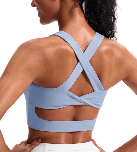 Sports Bras for Women Criss-Cross Back Padded Workout Tank Tops Medium Support Crop Tops for Women