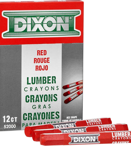 Industrial Lumber Marking Crayons, 4.5" X 1/2" Hex, Red, 12-Pack (52000)