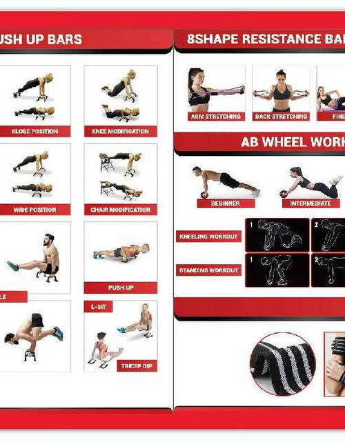 Load image into Gallery viewer, Ab Roller Wheel 17 in 1, Ab Wheel Workout Equipment Kit with Resistance Bands, Knee Mat, Jump Rope, Push-Up Bar, Ab Wheel Roller for Gym and Home Workout Unisex Abdominal Wheel for Core Strength Red
