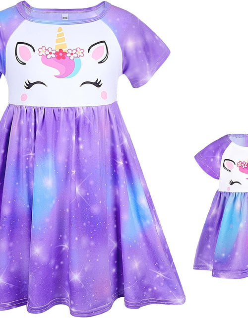 Load image into Gallery viewer, Doll and Girl Matching Nightgown Unicorn Outfit Pajamas Night Dress for Girls and 18" Dolls Clothes
