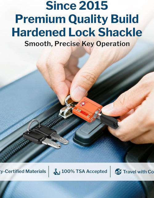 Load image into Gallery viewer, Orange 4 Pack TSA Approved Luggage Locks Ultra-Secure Dimple Key Travel Locks with Zinc Alloy Body
