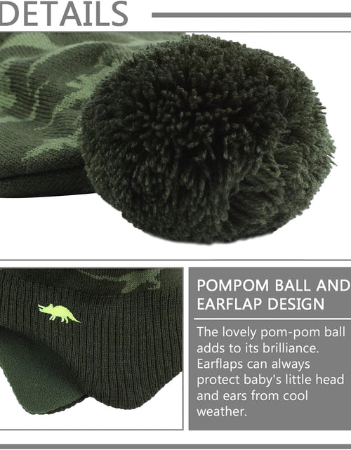 Load image into Gallery viewer, Knitted Baby Hat Scarf Set Winter Warm Boys Girls Beanie Fleece Lining Toddler Kids Hats with Pompom
