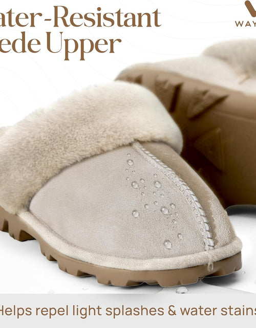 Load image into Gallery viewer, Genuine Australian Sheepskin Women Slippers, Water-Resistant Warm and Fluffy Outdoor House Slippers for Women
