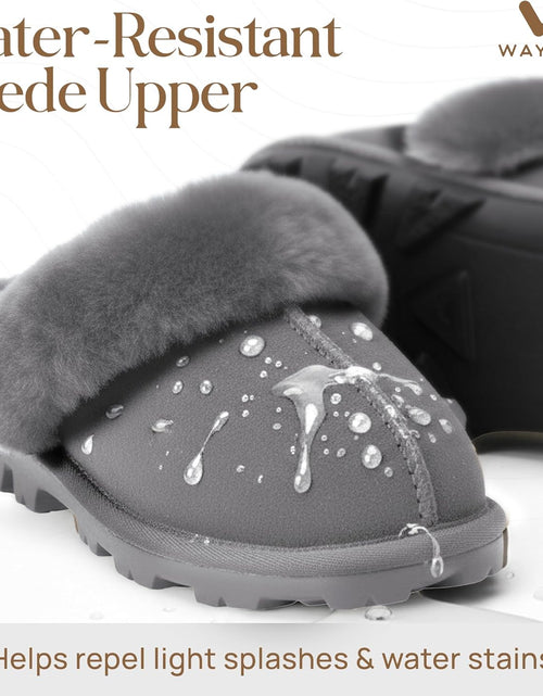 Load image into Gallery viewer, Genuine Australian Sheepskin Women Slippers, Water-Resistant Warm and Fluffy Outdoor House Slippers for Women
