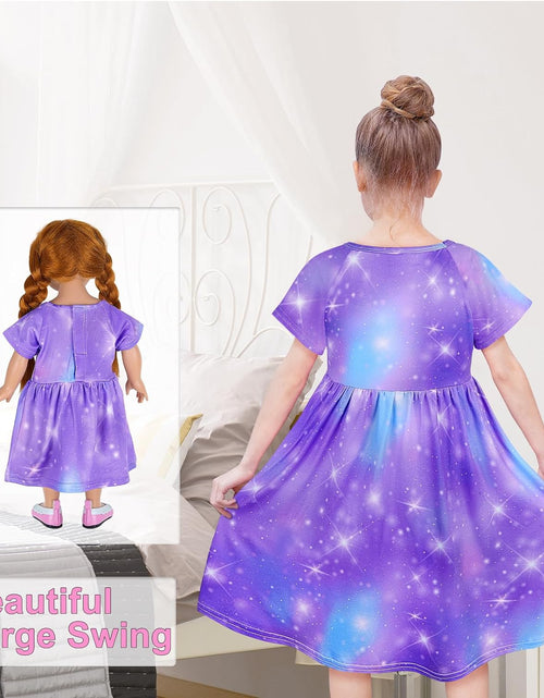 Load image into Gallery viewer, Doll and Girl Matching Nightgown Unicorn Outfit Pajamas Night Dress for Girls and 18" Dolls Clothes
