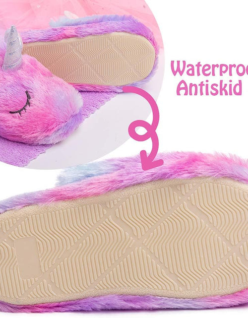 Load image into Gallery viewer, Rainbow Unicorn Slippers/Cute Fluffy Girls Slippers/Cozy Plush Indoor Outdoor Women Slippers/Best Unicorn Gifts
