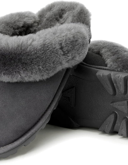 Load image into Gallery viewer, Genuine Australian Sheepskin Women Slippers, Water-Resistant Warm and Fluffy Outdoor House Slippers for Women
