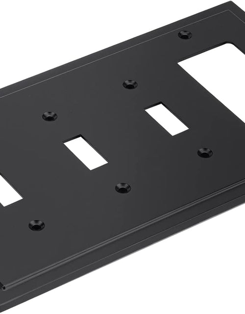 Load image into Gallery viewer, Modern Edge Decorative Wall Plate Switch Plate Outlet Cover, Durable Solid Zinc Alloy (Triple Toggle/Single Decorator, Matte Black)
